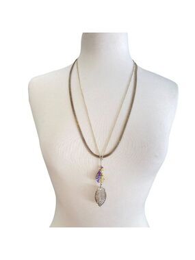 Layered Boho-Style Necklace With Leaf Pendant & Colorful Beads charms boho chic